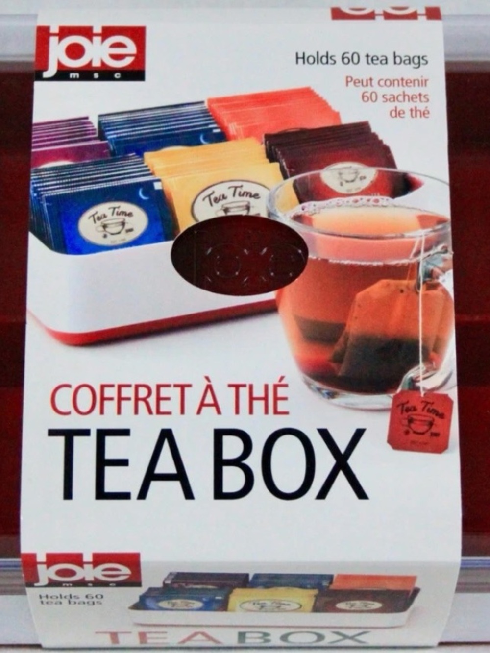 Joie Tea Box Organizer in White with Red Accents Joie tea box holds 60 tea bags. - Picture 4 of 5
